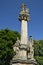 Column of The Holy trinity with statue of Vigin Mary and Saint Florian, built in year 1900 in Holic, western Slovakia