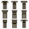 Column icons. Set of ancient architecture pillars. Vector.