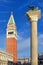Column of Lion of Venice and campanile, Venice