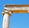 column in old temple and theatre in ephesus antalya turkey as