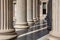 Column pillar white marble. Athens Greece Academy neoclassical building entrance colonnade