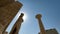Column and statue of Karnak\'s temple in front of the sun