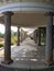 Columns along garden walkway