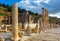 Columns of ancient State Agora and ruins of Odeon in Ephesus, Turkey