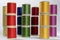 Columns of bobbins of cotton thread