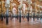 Columns and double-tiered arches in the interior of the Mosque-Cathedral of Cordoba, Spain