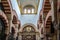 Columns and double-tiered arches in the interior of the Mosque-Cathedral of Cordoba, Spain