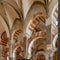 Columns and double-tiered arches of the Mosque-Cathedral of Cordoba in the Spanish region of Andalusia, Spain.