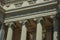 Columns with Ionic capitals on the facade of building in Madrid