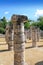 Columns Mayan Chichen Itza Mexico ruins in rows