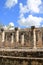 Columns Mayan Chichen Itza Mexico ruins in rows