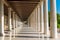 Columns perspective of Stoa of Attalos in Ancient Agora in Athens