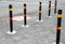 Columns that restrict the movement of vehicles and Parking, bars for limiting the movement, limiters or blocker