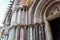 Columns of St. Mark`s cathedral in Venice, Italy