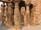 Columns with stone carving in courtyard of Quwwat-Ul-Islam mosqu