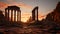 Columns and street pavement outside the Roman Theater in downtown Amman, Jordan