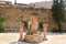 Columns on the yard of the Cana greek orthodox wedding church in Cana of Galilee, Kfar Kana