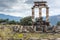 Colums in Athena Pronaia Sanctuary at Ancient Greek archaeological site of Delphi, Greece