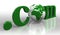 Com logo green word and earth globe