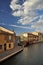 Comacchio, canal and waterfront houses. Ferrara, Italy