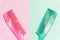 Comb icon.  green and pink icon isolated on Pink, green background