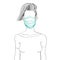 Comb over coiffure woman mask avatar