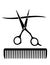Comb and scissors cutting strand of hair