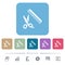 Comb and scissors flat icons on color rounded square backgrounds