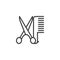 Comb and scissors outline icon