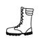 Combat boots. Military leather boots. Vector Illustration for printing, backgrounds, covers, packaging, greeting cards, posters,