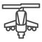 Combat helicopter line icon. Attack weapon, army air vehicle symbol, outline style pictogram on white background