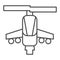 Combat helicopter thin line icon. Attack weapon, army air vehicle symbol, outline style pictogram on white background