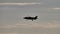 Combat military fighter jet F-35B hover in the sunset sky like an helicopter