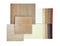 combination of interior material samples contain oak wooden ceramic flooring tiles and drapery fabric catalog palette in luxury