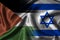 Combination Israel flag and Palestine flag for both countries have politic conflict and military war concept