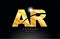 combination letter ar a r gold golden alphabet metal logo icon design