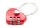 Combination lock red heart shape.