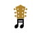 Combination music note with guitar logo