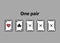 Combination one pair playing cards olor line icon set. Gambling. Pictograms for web page, mobile app, promo.