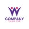 Combination of W logo design with happy people icon