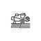 Combine harvester harvesting on the field line icon