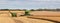 A combine harvester harvesting soybeans