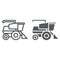 Combine harvester line and glyph icon, agriculture and farm, vehicle sign, vector graphics, a linear pattern on a white