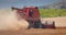 Combine harvester machine harvesting ripe golden wheat field video