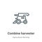 Combine harvester outline vector icon. Thin line black combine harvester icon, flat vector simple element illustration from