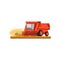 Combine harvester working in field gathering wheat, agricultural machinery vector Illustration on a white background