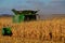 Combine harvesting corn crop in North Dakota.