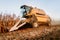 combine harvesting. Industrial agricultural machinery working the fields and harvesting corn crops