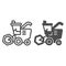 Combine line and solid icon, farm garden concept, agricultural vehicle sign on white background, Combine harvester icon