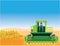 Combine Mows and Harvests crops vector